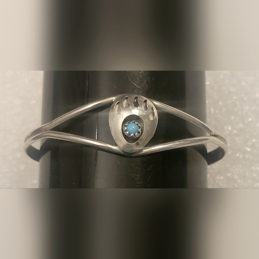 Native American Sterling Silver & Turquoise Baby Bracelet